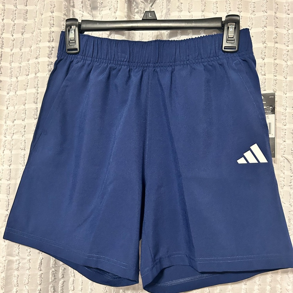 Adidas Boys size‎ 14/16 drawstring waist Blue Athletic Shorts